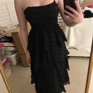 Francesca's Collections Black Textured Midi Dress